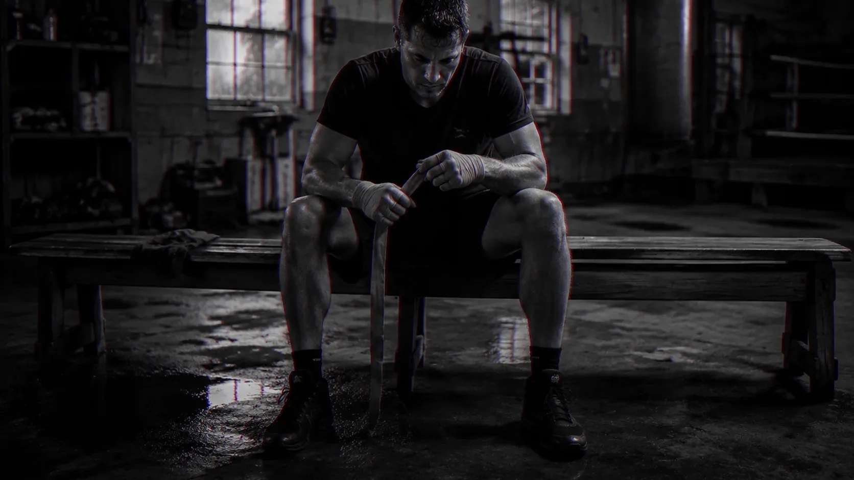 A man finishes the last of a job in poor light rather than leaving it for the morning.